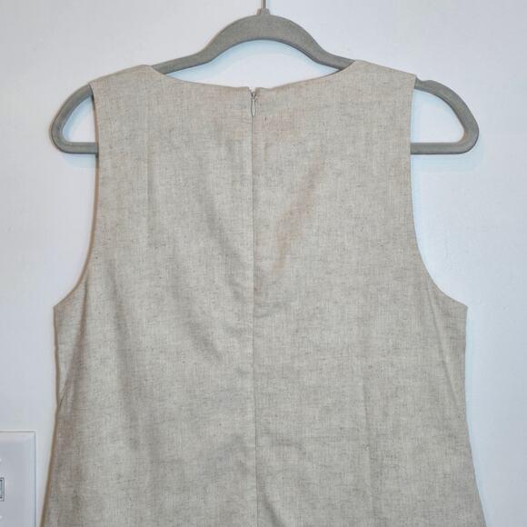 NWT Banana Republic Linen Blend Square Neck Dress Sz M Beige Shift Neutral $110 - Picture 7 of 11